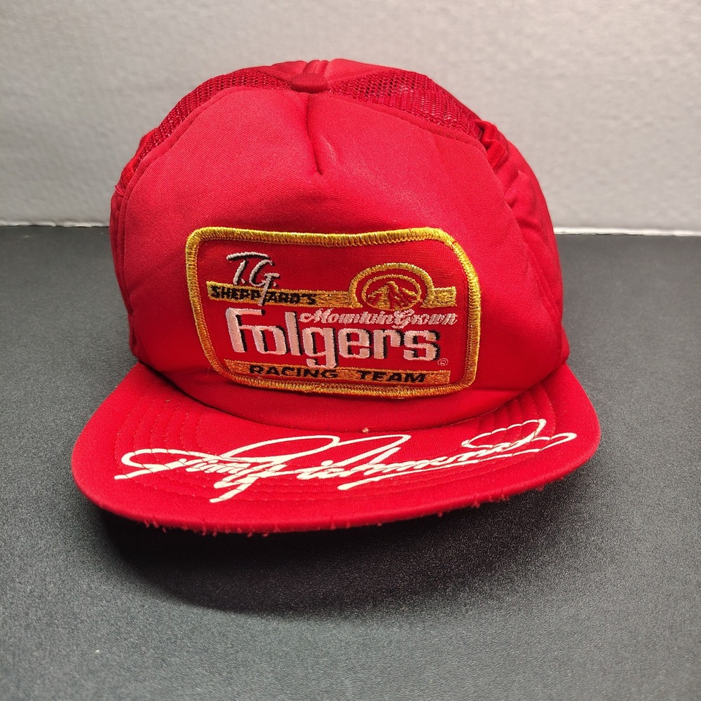 Folgers Trucker Hat Mens OS TG Sheppard Racing Team Vintage Mesh Snapback